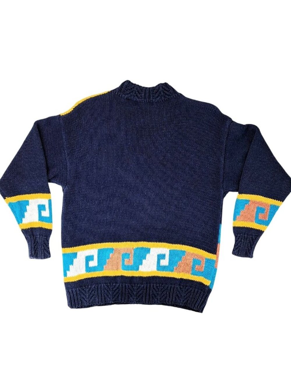 Vintage Sakura Sport Sweater Geometric Aztec Southwest Knit Blue Women's Large - Picture 2 of 8